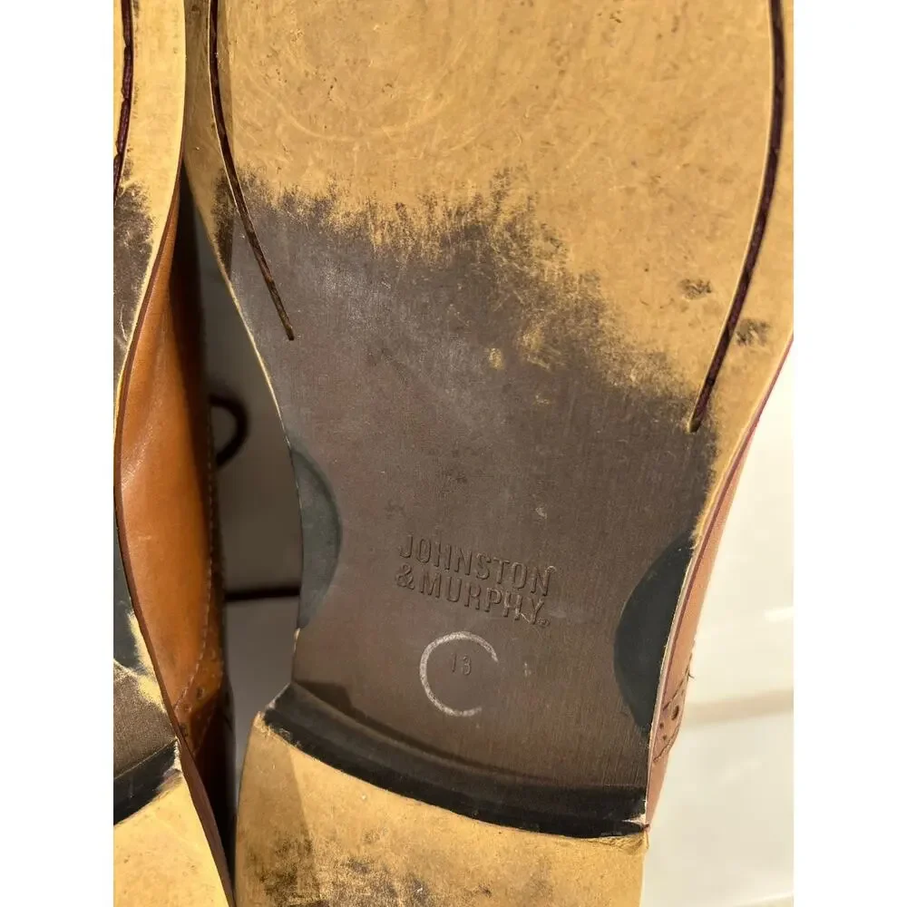 Johnston & Murphy Mens Size 13‎ M Conrad Captoe Oxford Brown Leather Dress Shoe